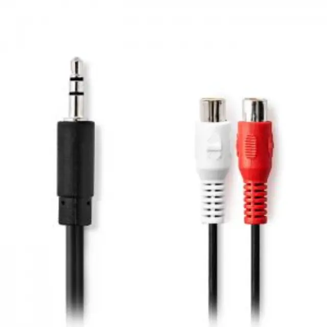 Στερεοφωνικό καλώδιο ήχου 3.5mm αρσ.- 2x RCA θηλ., 0.20m σε μαύρο χρώμα. 3