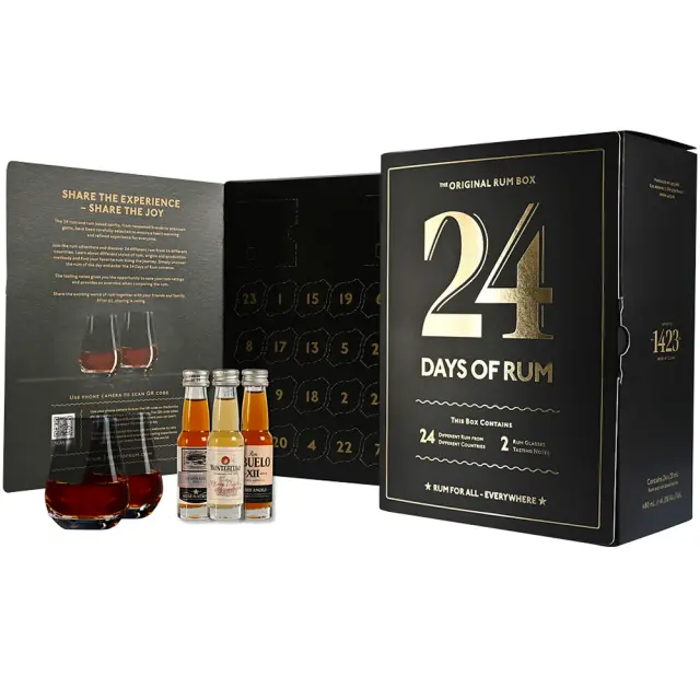 RUM CALENDAR 24 DAYS (24x20ml + 2 RUM GLASSES) BLACK EDITION