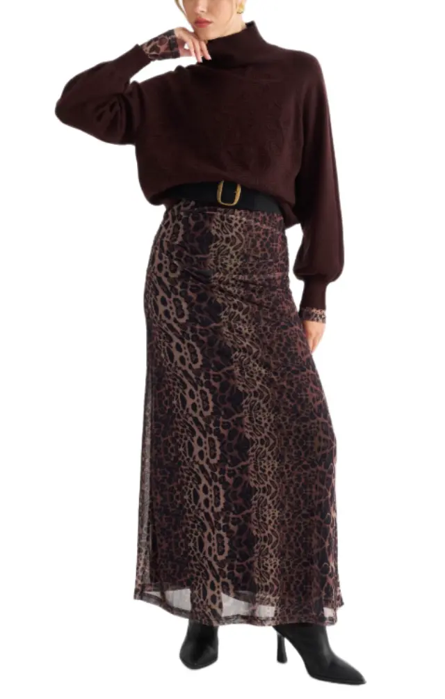 Attrattivo γυναικεία μάξι φούστα animal print 9923542-1