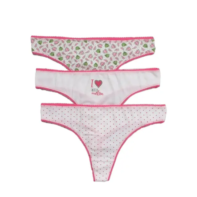 FMS Γυναικείο String I Love Watermelon - Τριπλό Πακέτο, Χρώμα Λευκό-Φούξια