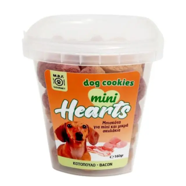 M.B.F Dog Cookies Mini Hearts Κοτόπουλο Bacon 160gr Μονόχρωμο