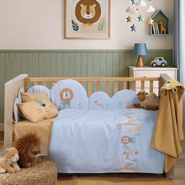 Σετ Σεντόνια Κούνιας Βρεφικά Wild Company Nef Nef Homeware, 100% ΒΑΜΒΑΚΙ - BLUE (040799)