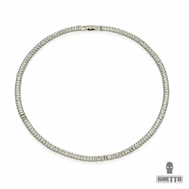 Ghetto ZC Square Iced Short Stainless Steel Necklace