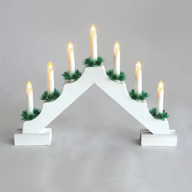 AcaLight Offer ΧΡΙΣΤΟΥΓΕΝΝΙΑΤΙΚΗ ΔΙΑΚΟΣΜΗΤΙΚΗ ΞΥΛΙΝΗ ΒΑΣΗ ΜΕ ΚΕΡΙΑ 7 LED ΘΕΡΜΟ ΛΕΥΚΟ ΜΕ ΜΠΑΤΑΤΑΡΙΕΣ 2XAA IP20 390Χ45x300mm