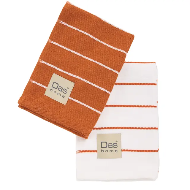 Σετ 2Τεμ Πετσέτες Κουζίνας 40x60 Das Home 0886 White-Terracotta 100% βαμβακερό