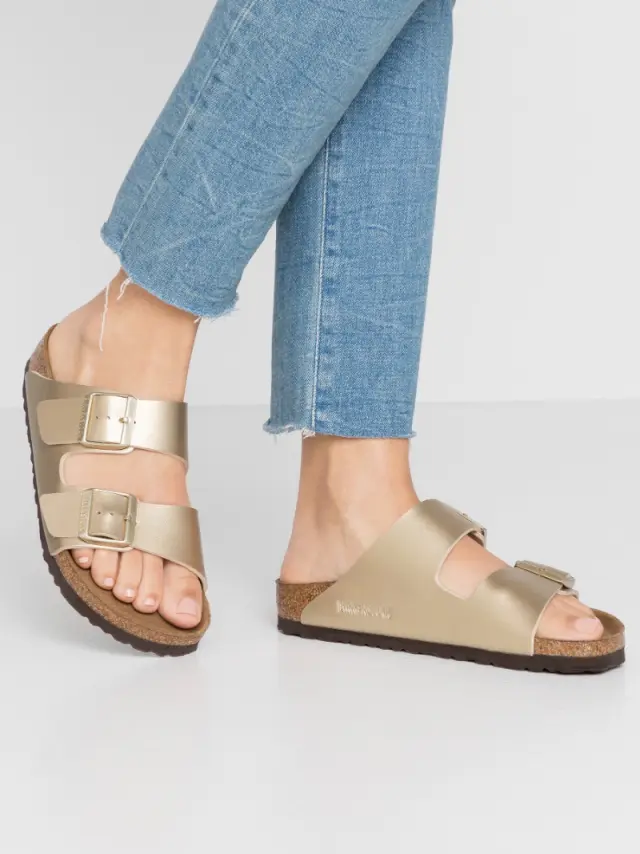 Birkenstock Πέδιλα Γυναικείο Birko-Flor(ανθεκτικό υλικό της Birkenstock-επιτρέπει την επαφή με το νερό) Χρυσό BIR/ARIZONA 1016111 GOLD 2