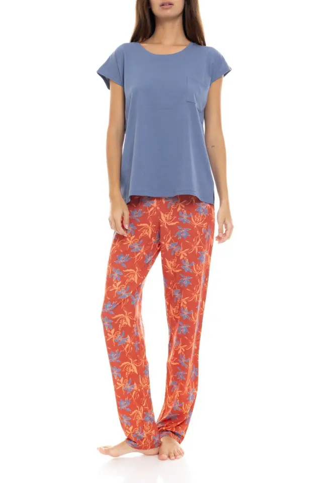 S1404 - Type - PYJAMA LONG PANTS BLOOMING FLOWER - M