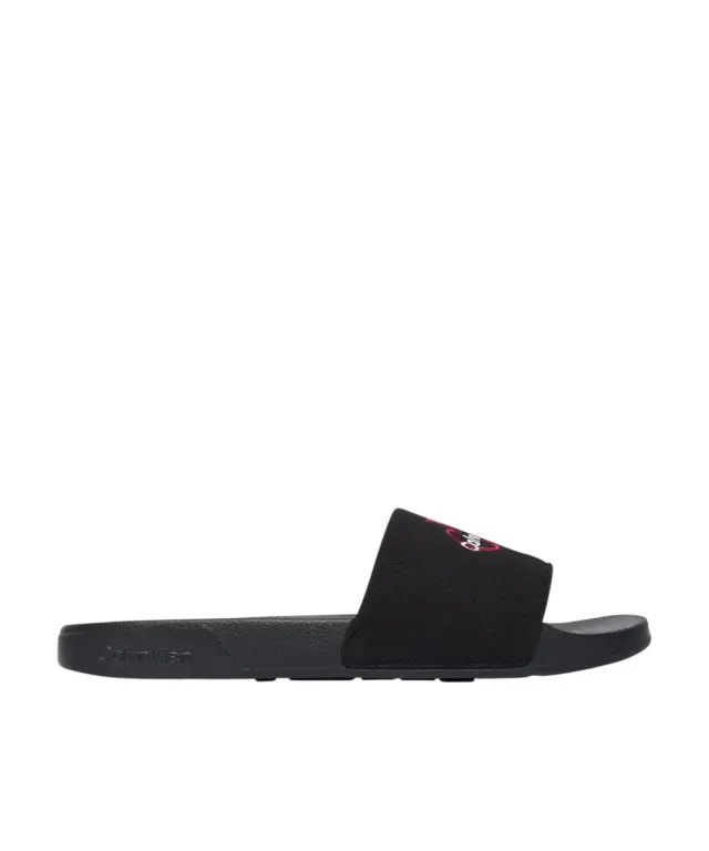Calvin Klein - Ανδρικές Παντόφλες Slide Canvas Logo YM0YM01393-0KQ Μαύρο
