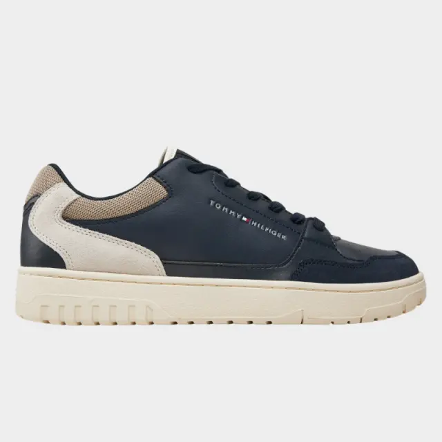 Tommy Hilfiger – Ανδρικά Δερμάτινα Sneakers Th Basket Core Lth Mix Ess FM0FM05058-0F5 Μπλε - 44