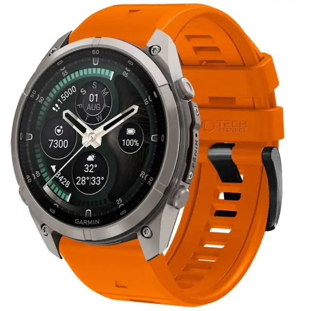 Tech-protect Silicone Garmin Fenix 5 / 6 / 6 Pro / 7 / 8 / 8 Pro / E / 9 / 9 Pro (47 Mm) Signal Orange