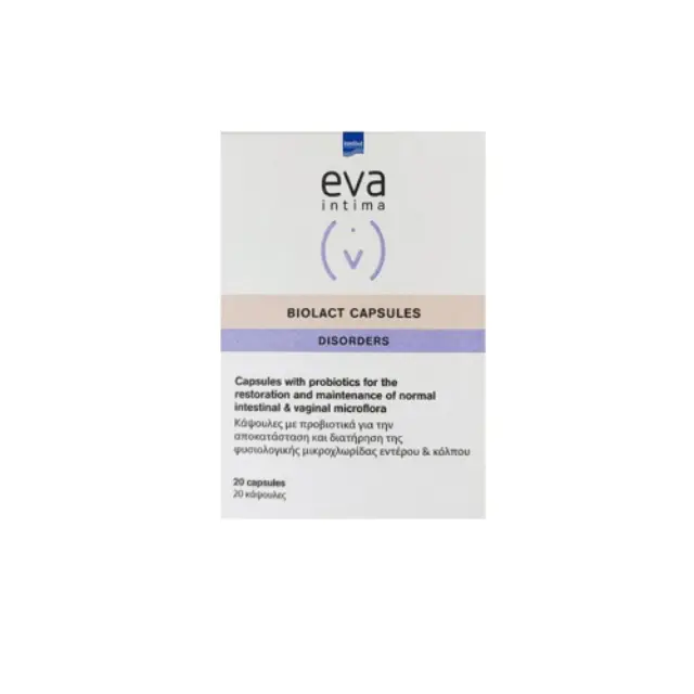 Intermed Eva Biolact Προβιοτικά για την Αποκατάσταση και Διατήρηση Φυσιολογικής Χλωρίδας του Εντέρου και του Κόλπου, 20 caps