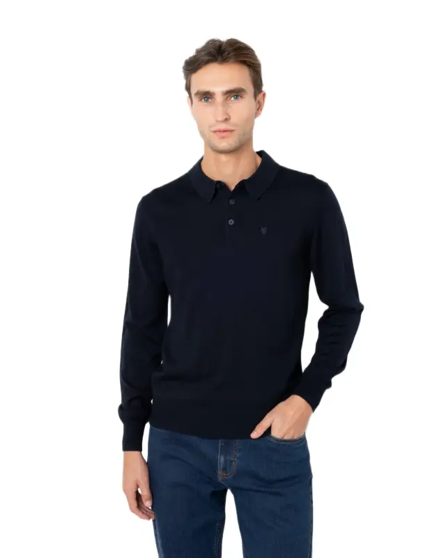 The Bostonians Merino ανδρική πλεκτή μπλούζα πόλο regular fit 3MP1001-3