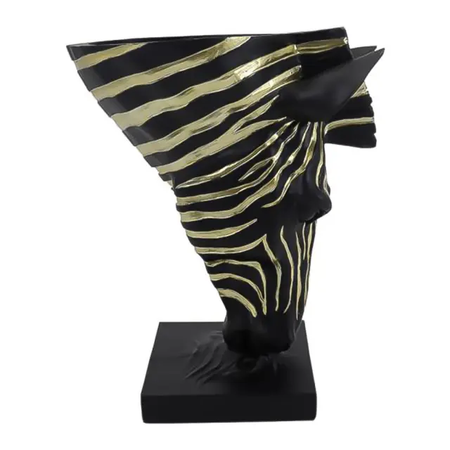 Βάζο επιτραπέζιο zebra μαύρο-χρυσό 21,5x13x25,5cm Fylliana 253-223-503