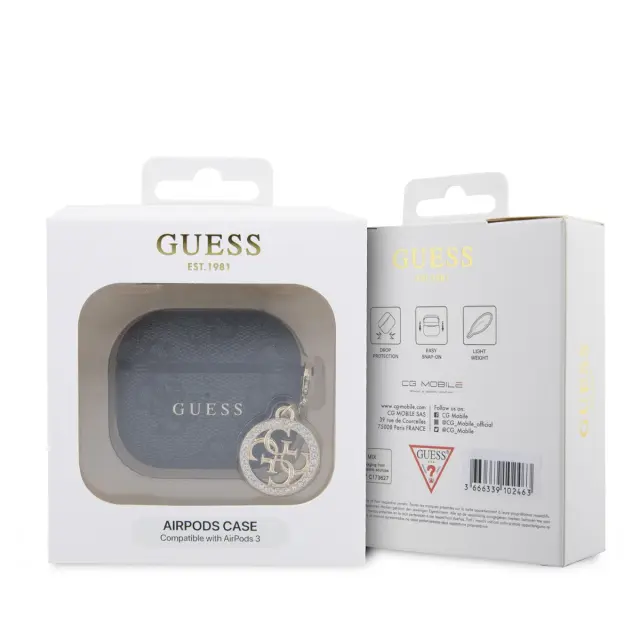 Guess 4G Script PC/PU Charm Case for AirPods 3 Black 3