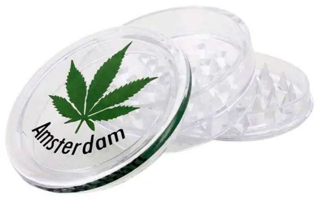 Grinder Τρίφτης Πλαστικός Amsterdam Leaf 60mm Διάφανο - 3 Parts