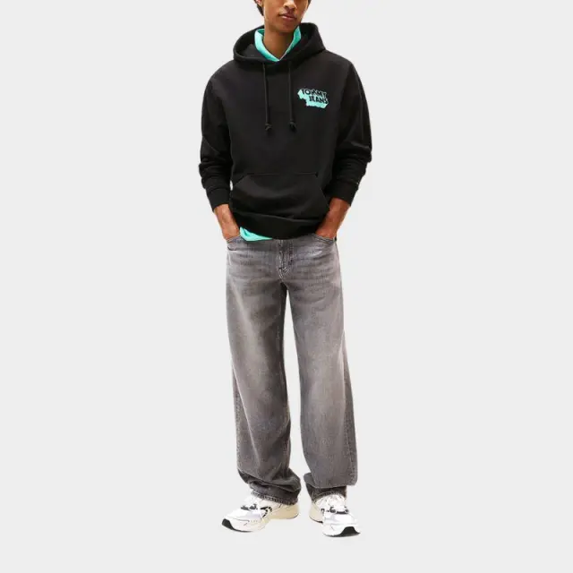 Tommy Hilfiger - Ανδρικό Φούτερ Stack Back Logo Hoodie DM0DM21625-BDS Μαύρο - 2XL 3