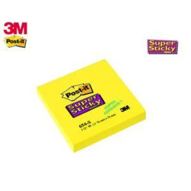 Αυτοκόλλητα Χαρτάκια 3M Post-it 76 x 76 mm Κίτρινα (90 Φύλλα) (654-12SSCY-EU) (MMM654-12SSCY-EU)