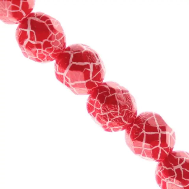 Χάντρα Fire Polished Round Ø6mm Ionic Red/White ~25τεμ