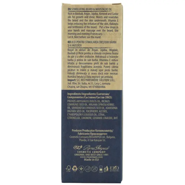 Rosa Impex Λάδι Περιποίησης για Γένια και Μουστάκι Men's Master Stimulating 30ml 2