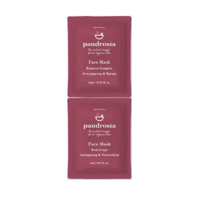 Pandrosia Face Masks Red Grape, Μάσκα Προσώπου με Κοκκίνο Σταφύλι 2x8ml