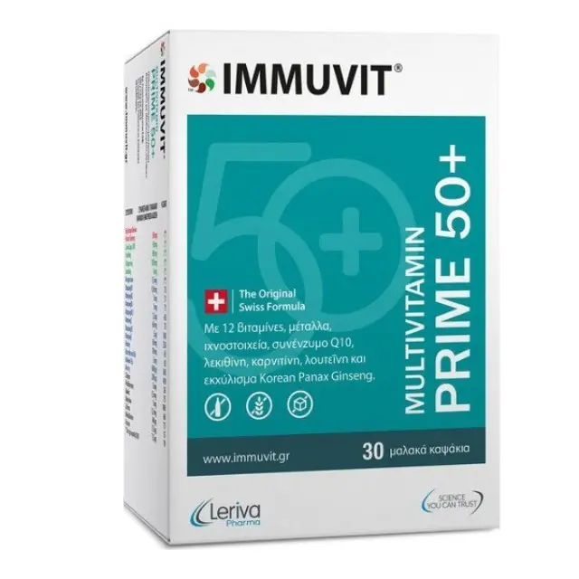 Leriva Health Care Immuvit Prime 50+ Multivitamin, Πολυβιταμινούχο Σκεύασμα 30 καψ.