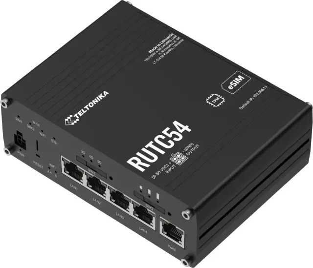 Teltonika RUTC54 Industrial 5G Wi-Fi 6 Router, GPS, eSIM