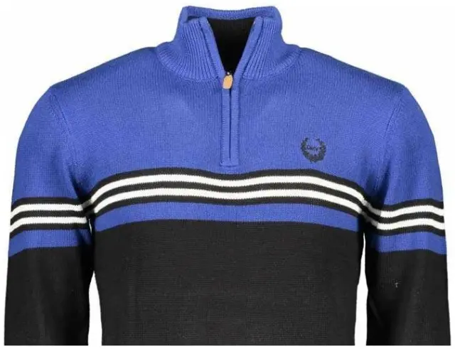 Gian Marco Venturi - Ανδρικό Πουλόβερ Half-Zip Μακρυμάνικο AU00423 Μαύρο/Μπλε - M 2