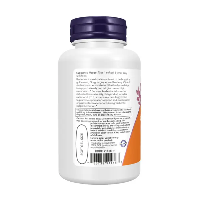 Now Foods Berberine Glucose Support Softgels 60 Softgels 3