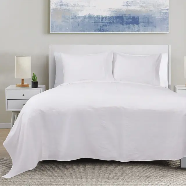 Σετ Σεντόνια 165x200+37 Υπέρδιπλα Beauty Home 4 Seasons 12000 White Με Λάστιχο100% Βαμβακοσατέν