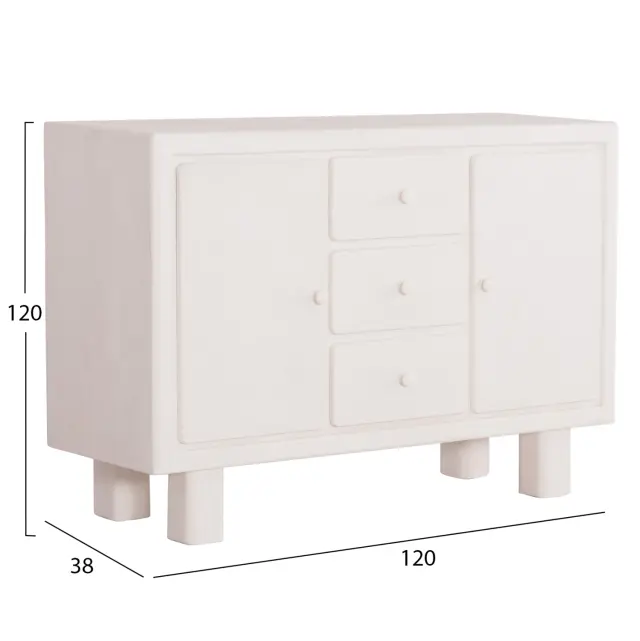 ΜΠΟΥΦΕΣ FB918048 MDF ΣΕ ΥΠΟΛΕΥΚΟ ΧΡΩΜΑ-3 ΣΥΡΤΑΡΙΑ & 2 ΠΟΡΤΕΣ 120x38x80Υεκ. 2