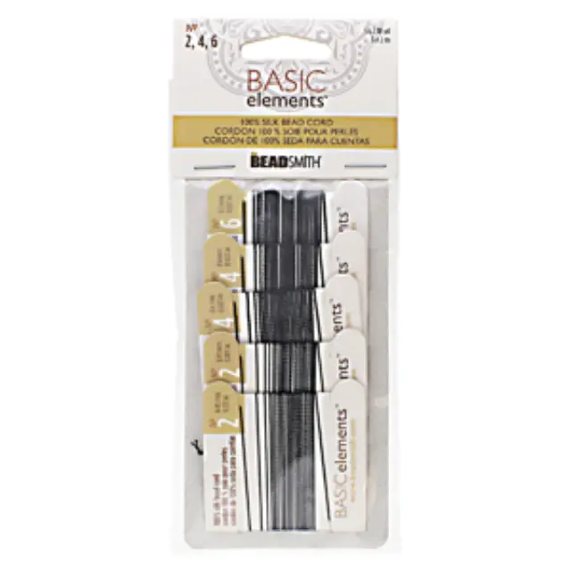 Beadsmith Σετ Κορδόνι 100% Μετάξι No2, No4, No6 - Black - 5τεμ