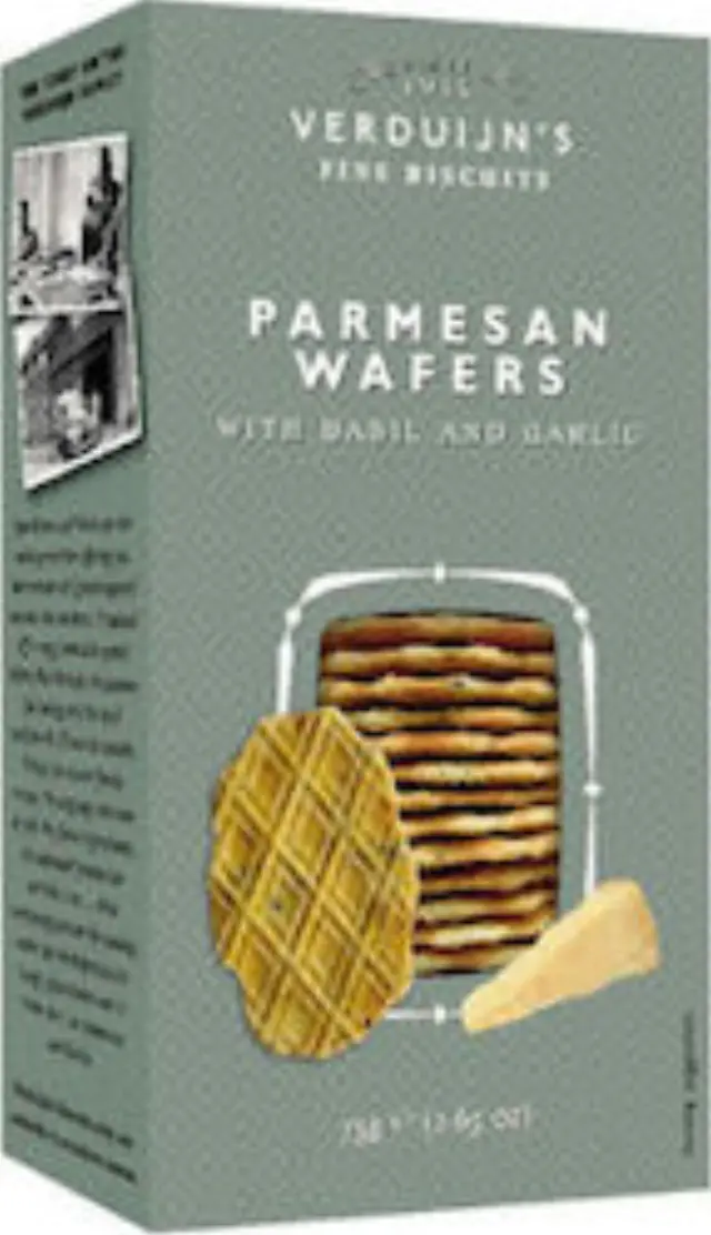 VERDUIJN S PARMESAN WAFERS WITH BASIL AND GARLIC 75g