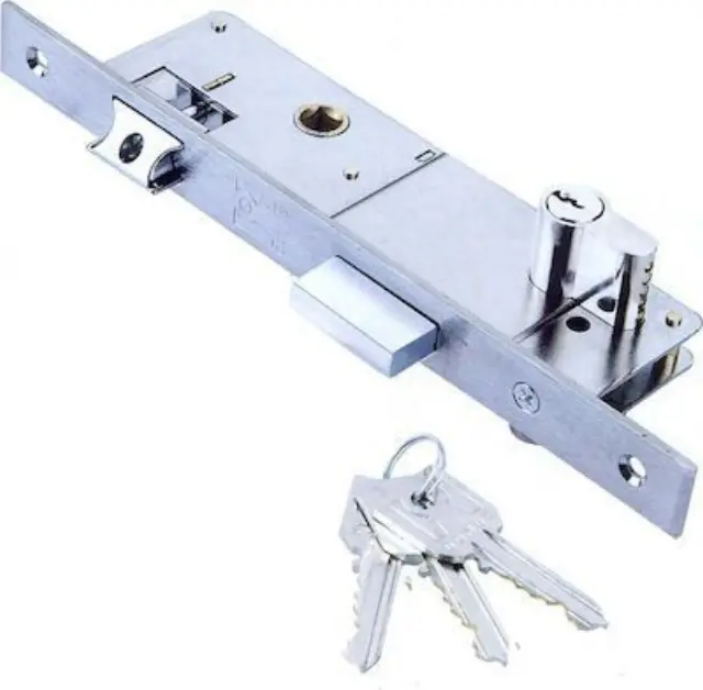 Domus 95135 - Κλειδαριά Συρόμενων Θυρών Γάντζου 35mm με Κύλινδρο 54mm σε Ασημί Χρώμα