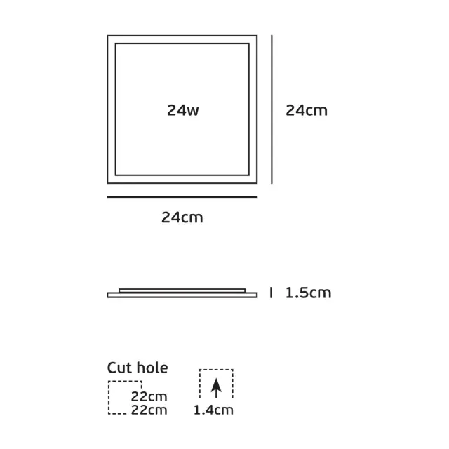 Small square τετράγωνο χωνευτό led panel 24W 6000K 24x24cm γκρι Γκρί 2