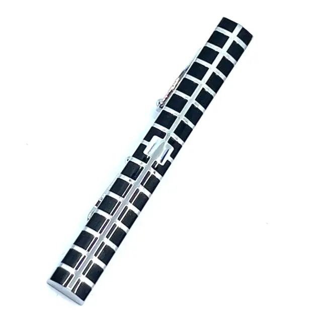 Ασημί Μαύρο Κλιπ Γραβάτας 5,5 cm με Σμάλτο – LGTC/5.5-18 3
