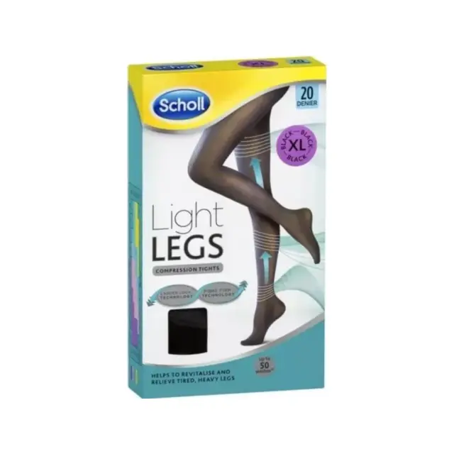 Scholl Light Legs Compression Tights Black, Καλσόν Διαβαθμισμένης Συμπίεσης 20Den Μαύρο XL