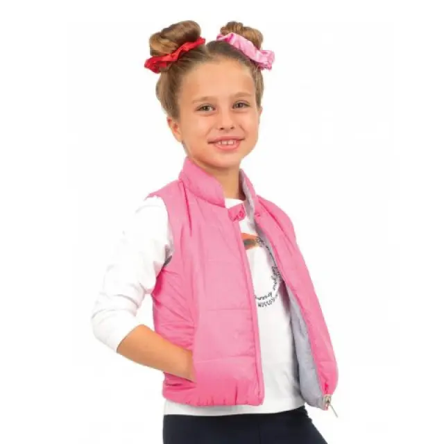 Mini 2 έως 10 ετών Αμανικό γιλέκο διπλής όψης φούξια - 3Ε