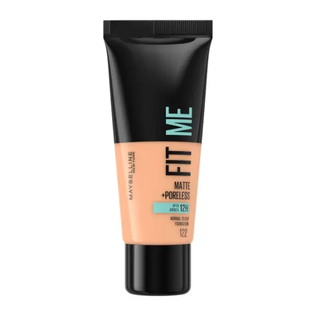 Maybelline New York, Fit Me Matte & Poreless Liquid Foundation,Normal to Oily, Υγρό Make Up Με Ματ Αποτέλεσμα, Κανονικό Πρός Λιπαρό Δέρμα, Νo 122, 30ml