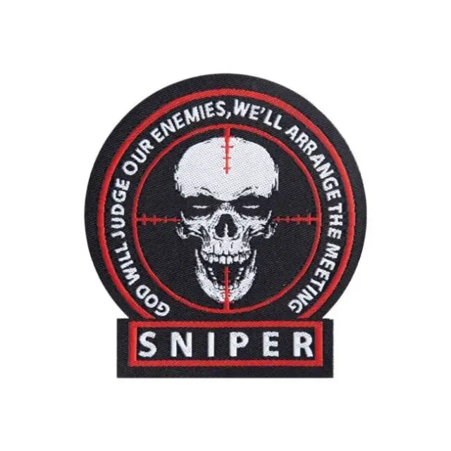 Mil-Tec Patch Sniper Textile-Σήμα Ελεύθερος Σκοπευτής Κρανίο - 01-Black-Μαύρο