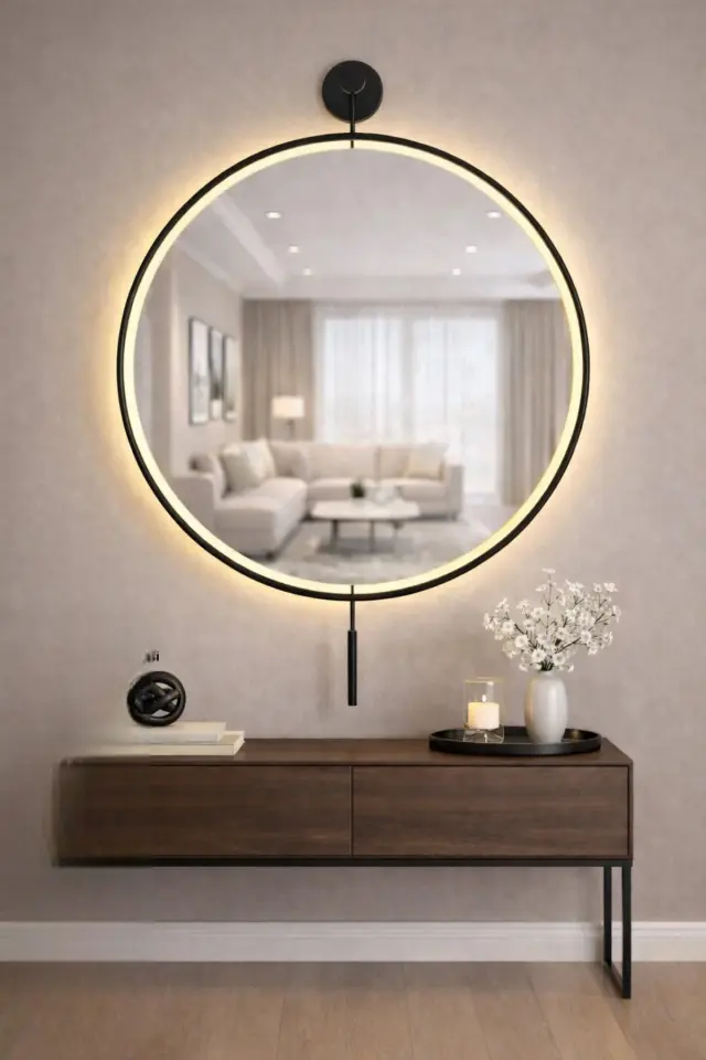 Stewehome Μεταλλικός τοίχου καθρέφτης με LED φωτισμό και ασύρματη λειτουργία 50x75 cm
