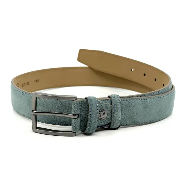 Μπλε Δερμάτινη Ζώνη Nubuck Suede Blue Oil 3,5 cm