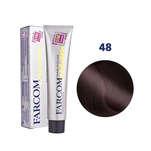 FARCOM Μόνιμη Κρέμα Βαφή 60ml 48 ΚΑΣΤΑΝΟ ΧΑΛΚΙΝΟ ΑΚΑΖΟΥ