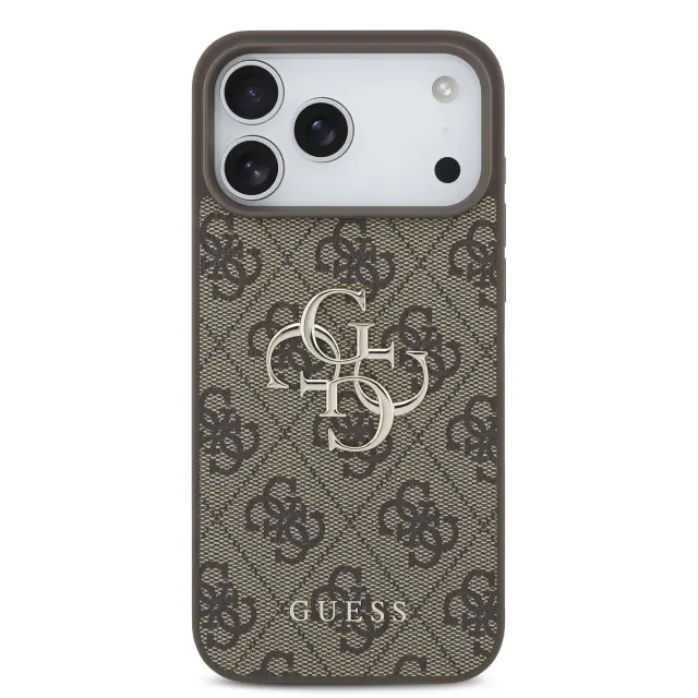 Guess PU 4G Metal Logo Case for iPhone 18 Pro Brown 3
