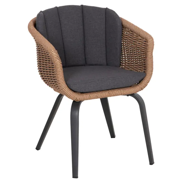 ΠΟΛΥΘΡΟΝΑ FB96559.01 ΑΛΟΥΜΙΝΙΟ & OLEFIN ΓΚΡΙ-TWIST WICKER 60x62x76Yεκ