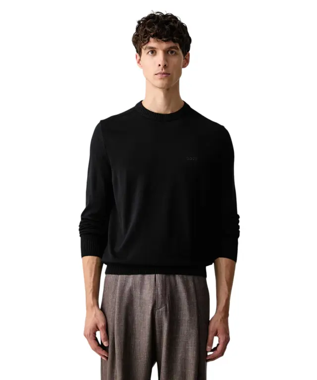 Hugo Boss - Ανδρικό Πλεκτό Πουλόβερ Regular Fit Avac C1 50578034-001 Μαύρο
