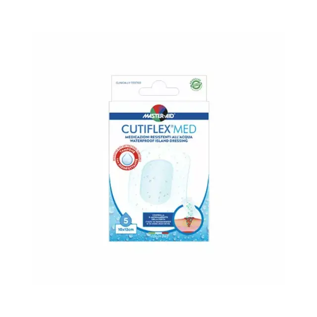 Master Aid Cutiflex Αυτοκόλλητες Διαφανείς & Αδιάβροχες Γάζες 10x12cm (5,5x7,2), 5 τεμάχια