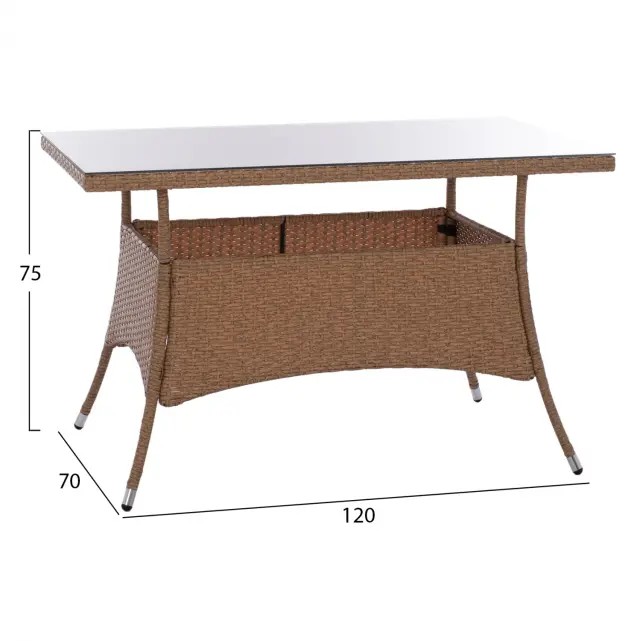 ΤΡΑΠΕΖΙ ΜΕΤΑΛΛΙΚΟ RATTAN ΜΠΕΖ ΚΑΦΕ FB95141.32 120x70x75Υ εκ. 2