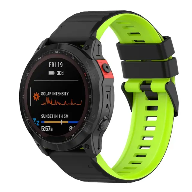 Dual Color Λουράκι για Fenix 5/6/6 Pro/7/8/9 (47mm)-Black/Lime OEM