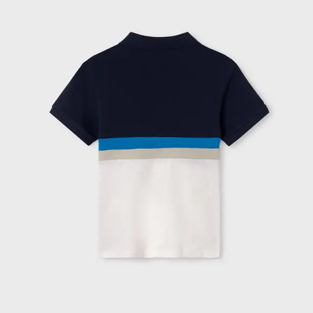 Junior 10 έως 18 ετών Πόλο λωρίδες χρωματιστές Better Cotton ναυτικό μπλε - 10Ε 3