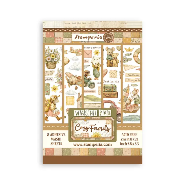 Αυτοκόλλητα Washi pad A5, 8 φύλλα, Cozy Family